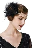 BABEYOND 1920s Stirnband Feder Damen 20er Jahre Stil Flapper Charleston Haarband Great Gatsby Damen Fasching Kostüm Accessoires Schw