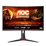 AOC Gaming C27G2ZU - 27 Zoll FHD Curved Monitor, 240 Hz, 0.5ms, FreeSync Premium (1920x1080, HDMI, DisplayPort, USB Hub) schwarz/