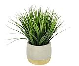 Flair Flower Zement-Topf, Künstliches Gras, Kunst-Pflanze, Kunststoff, grün, 23 cm hoch, 8 cm b
