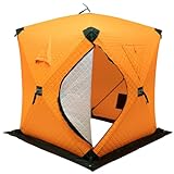 Camping Angelzelt Tragbares Freistehend Zelt zum Eisfischen Unterstand für Angler 1-2 Personen Trekking Familien Rucksackreisen Picknick Wandern Angeln (Orange)