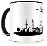 Samunshi® Siegen Skyline Tasse Kaffeetasse Teetasse H:95mm/D:82mm schw