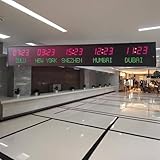 Digitale LED-Weltzeituhr, Anzeige mehrerer Zeitzonen für 5 Städte, ideal für multinationale Unternehmen, Hotels und Bü