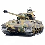 Glimetal Technik 2.4G Tiger Panzer Spielzeug, 1:16 Deutscher Henschel-Tiger Militär Kampfpanzer mit Fernbedienung Schusssimulation Sound und Licht R