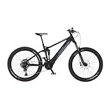 Fischer E-Mountainbike, MONTIS 6.0i Fully E-Bike MTB für Damen und Herren, RH 44 cm, Mittelmotor 90 Nm, 36 V Akku im Rahmen, Schwarz matt, 27,5 Z