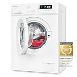Exquisit Waschmaschine WA57014-020Aweiss | 7 kg Fassungsvermögen | Energieeffizienzklasse A | 12 Waschprogramme | Kindersicherung | Startzeitvorw