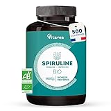 Bio-Spirulina - Maxi-Format 500 Tabletten mit je 500 mg - Reich an Proteinen, Phycocyanin, Eisen, Antioxidantien, Vitaminen - Immunsystem, Energie, Müdigkeit, Sport - Vegan - V