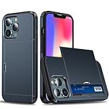 TQmchun Standard Handyhülle für Samsung Galaxy Note 4 Case Silikon,Verschiebbarer Versteckter mit Kartenfach Silikon TPU Handyhülle Dünn Stoßfest Handy Tasche Bumper Brieftasche Case(Marineblau)