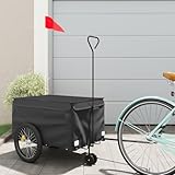 Fasba Fahrradanhänger, Anhänger für Fahrrad, Lastenanhänger mit Deichsel Sicherheitsflagge, Transportanhänger, Schwarz 30 kg Eisen 124 x 53 x 45 cm (L x B x H)