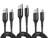 tekSonic (3 Stück – 3 m USB Typ C auf USB A Kabel – QC Schnellladung, 3 m geflochtene Kabel, kompatibel mit iPhone 15, MacBook Pro, iPad Mini 6, Air 4, Galaxy S23, Note, Pixel, Moto Edg