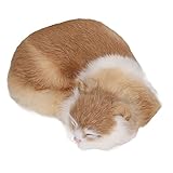 Keenso Flauschige Dekorative Plüsch Schlafende Katze Figur für Home Office Flauschige Katze Figur, Realistische S
