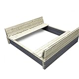 EXIT Aksent Sandkasten XL / mit Deckel = kann zu 2 Bänken umfunktioniert werden / Nordisches Fichtenholz / Maße: 132 x 135 x 20 cm / 27,8 kg