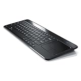 CSL - Bluetooth Slim Tastatur mit Touchpad - Multimedia-Keyboard im Slim Design - Multitouch-Gestensteuerung - QWERTZ deutsches Layout - 81 Tasten - schwarz Edelstahl gebürstet Rück
