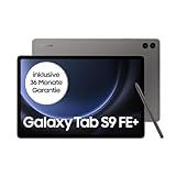 Samsung Galaxy Tab S9 FE+ Android-Tablet, 31,5 cm / 12,4 Zoll Display, 128 GB Speicher, Mit Stift (S Pen), Lange Akkulaufzeit, 5G, Grau, Inkl. 36 Monate Herstellergarantie [Exklusiv bei Amazon]