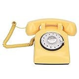 Fockety Retro-Drehtelefon, Vintage Old Fashioned schnurgebundene Telefone mit Wahlwiederholung mechanische Klingel und Lautsprecher-Funktion, 1960's Style Classic Landline antiken T