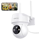COOAU 2K Überwachungskamera Aussen,PTZ WLAN Kamera Outdoor IP WiFi Kamera Überwachung Außen mit Automatische Menschliche Verfolgung,24/7 Aufnahme,Nachtsicht in Farbe,IP66, SD-Karte/Cloud-Sp