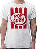 T-Shirt Herren - Karneval & Fasching - Popcorn Motiv - Witziges Popcorn Kostüm selber Machen - XL - Weiß - Karneval& Shirt Tshirt straßenkarneval t Partner Faschings Outfit kö