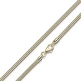 MATERIA 925 Silber Schlangenkette Gold - Damen Halskette Collier vergoldet 3mm in 40-80 cm + Box #K54, Länge Halskette:60