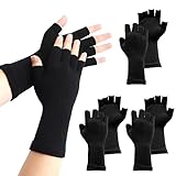 Scettar 3 Paar Fingerlose Handschuhe Damen und Herren, Gestrickte Winterhandschuhe, Schwarze Handschuhe, Warme Handschuhe für drinnen und draußen (A)