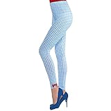Yummy Bee - Schottenkarierte Leggings für Damen - Karierte Hose - Gemusterte Funky Plaid Leggings, blau / weiß, M