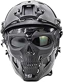 PJ Tactical FSAT Helm mit Einstellbarer Airsoft Skull Vollgesichts Mask