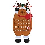 TAZEMAT Adventskalender zum Befüllen, Weihnachtskalender 2023, Weihnachten Countdown Kalender mit 24 Tüten aus Stoff, Aufhängen Filz Rehkitz Elch Weihnachtsdeko für Kinder Junge Mädchen Geschenk