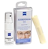ZEISS AntiBESCHLAG Set (Spray 15ml + Tuch), effektiver Schutz vor beschlagenden Brilleng