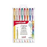 uni-ball Mitsubishi Pencil – 8 Gelschreiber Signo – Glitzerfarben – Spitze 1 mm – breite Schrift – Kreative Inliner für Karten und kreative Hobby