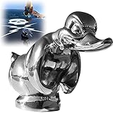 BEEKITE Angry Rubber Duck Hood Ornament, Death Proof Duck Black Convoy Alloy, 3D Funny Ornament Auto Motorhaube Ornament (Silver)