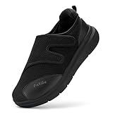 FitVille Diabetiker Schuhe Herren Extra Weite Einstellbar Walking Schuhe für Fußschwellung erweiterte Breiten Klettverschluss Gesundheitsschuhe Schwarz 44 EU X-W