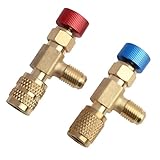 Annlpoy 2 Stück Kältefüller Sicherheitsventil Schnellkupplung, Klimaanlagen Adapter für R410A R22, klimaanlagenanschluss, Robuste Kupferkonstruktion, für Kältetechnik und Klimaanlagenladeg