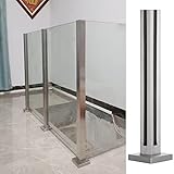 TYHAYJYK Treppengeländer-Handlauf, Glasgeländersystem, Balustradenpfosten für Plattformkorridore, Zaunverbinder aus Edelstahl mit Stabiler Basis, für 10/12 mm Dicke Glasplatten, (Eckp