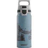 SIGG - Alu Trinkflasche Kinder - WMB ONE Brave Eagle - Für Kohlensäurehaltige Getränke Geeignet - Auslaufsicher - Federleicht - BPA-frei - Klimaneutral Zertifiziert - Hellblau - 0,6L