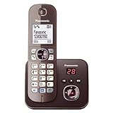 Panasonic KX-TG6821GA DECT Schnurlostelefon mit Anrufbeantworter (strahlungsarm, Eco-Modus, GAP Telefon, Festnetz, Anrufsperre) mocca-b
