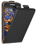 mumbi Echt Leder Flip Case kompatibel mit Samsung Galaxy S5 / S5 Neo Hülle Leder Tasche Case Wallet, schw
