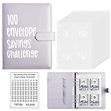 ChillyFar Money Saver Budget Binder Book with Pouches, 100 Envelope Challenge Binder with Numbers, A5 Money Budget Envelopes for Cash Saving $5.050 Purp