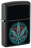 ZIPPO – Cannabis Design – Black Matte Color Image Black Light – Sturmfeuerzeug, nachfüllbar, in hochwertiger Geschenkbox