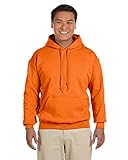 Gildan Herren-Kapuzen-Sweatshirt mit Beuteltasche, Sicherheits-Orange, S, Safety Orange, S