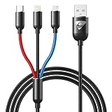 Multi USB Kabel, 3 in1 Universal Ladekabel 1.2M Schnell USB Ladekabel Mehrfach mit Micro USB Typ C Lightning Kabel für iPhone, Android Galaxy, Huawei,Oneplus,Sony, Oneplus, LG, HTC