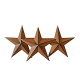 CVHOMEDECO. Country Rustic Antique Vintage Gifts Rusty/Black Metal Barn Star Wand-/Türdekor, 20,3 cm, 3er S