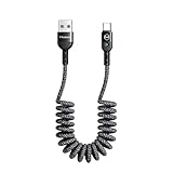 AICase USB Typ C Kabel, Spiralkabel USB C Kabel auf USB 2.0,Verlängerungskabel und Datenübertragung USB C Ladekabel für Huawei Mate 9, MacBook, iPad Pro 2018, Galaxy S9/S8