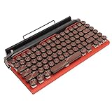 DAUZ Schreibmaschinentastatur, Wasserdicht, 83 Tasten, Quad-Achsen, Runde Tastenkappen, Hintergrundbeleuchtung, RGB, Mechanische Tastatur für Tablet (Orange)