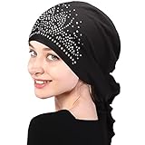 WUERKIYA Kopftuch für Frauen Kopfbedeckung Damen Chemo Kopfbedeckung Im Voraus Gebunden Set Plissiert Headwrap Schals Gap Mütze Damen -Schw