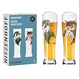 RITZENHOFF 6201002 Weizenbierglas 646 ml 2er Set – Serie Brauchzeit F23 – Motiv Vögel, mehrfarbig – Made in Germany