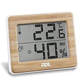 ADE Digitales Thermometer und Hygrometer für innen | Luftfeuchtigkeitsmesser | Bamb