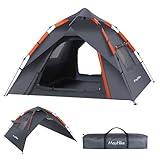Pop-up Campingzelt 2-4 Personen | 100% Wasserdicht & Wind-Resistant Familienzelt | 230x230x135 cm + 2 Türen mit Belüftungsmesh | Ideal für Campingplätze & Sommerfestivals | Inkl. Zeltb