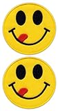 Set von zwei – leckeres Gesicht – Emoji – zum Aufnähen – bestickter Aufnäher/Abzeichen/Emb