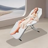 Fricienc Massageliege Weiß 3 Zonen Klappbar Massage Stuhl Bett PVC Salon Kosmetikliege 182CM Physiotherapie-Klapptisch 250 kg Kopfstü