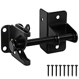 KINJOUZ Selbstsichernder Torriegel für Holzzaun, strapazierfähig, automatischer Schwerkraftzaunriegel für Holzmetall, Torbeschläge, Türschloss für Außenpool, Gartenhaus, Schwarz, 1 Stück