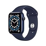 Apple Watch Series 6 GPS, 44 mm blaues Aluminiumgehäuse mit Deep Navy Sportband (Generalüberholt)