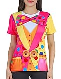 COSAVOROCK Damen Clown Kostüm T-Shirts (M, Mehrfarbig)